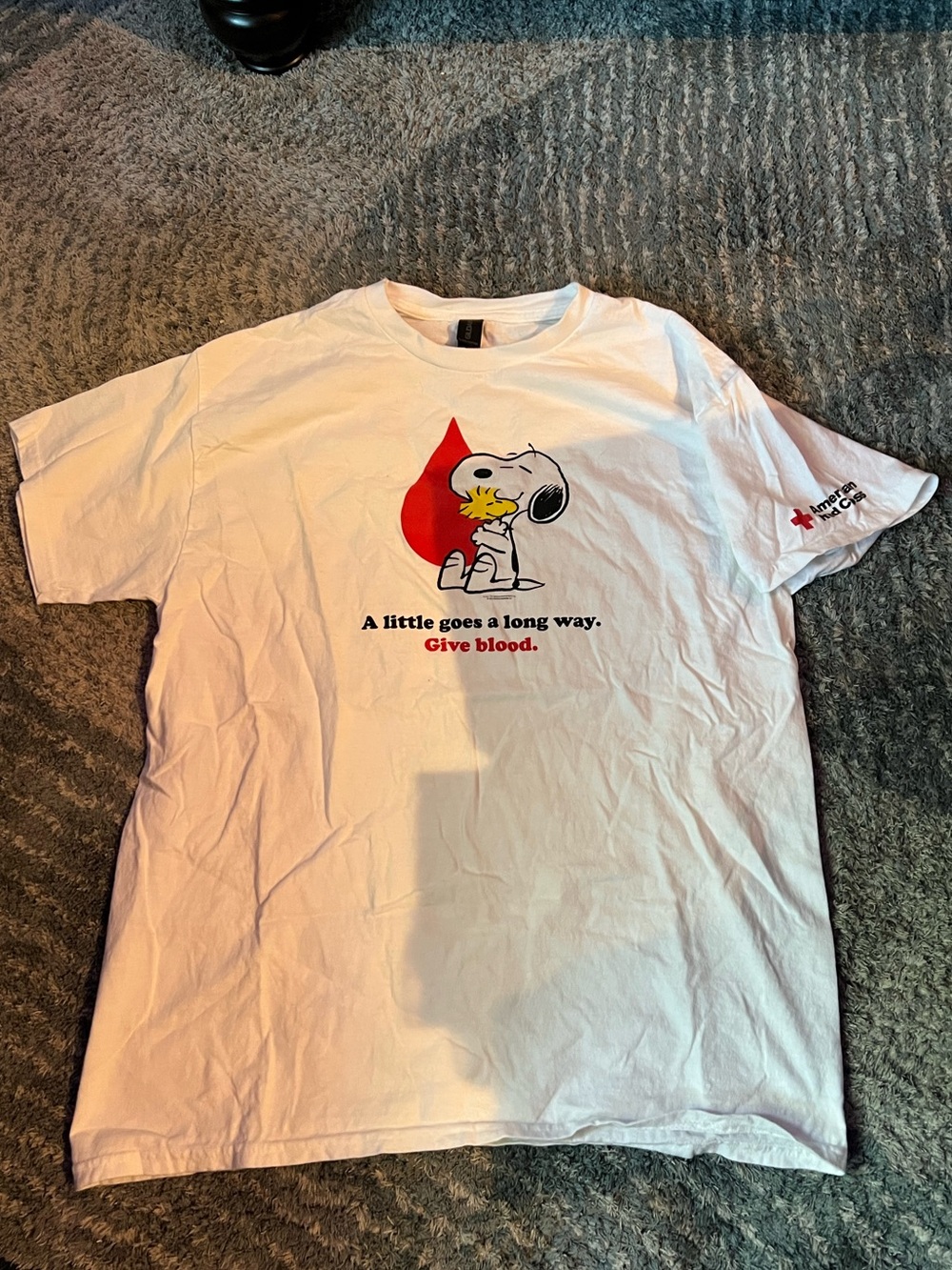 White Kids Short-Sleeve Tee with Snoopy Give Blood Graphic